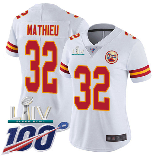 Kansas City Chiefs Nike #32 Tyrann Mathieu White Super Bowl LIV 2020 Women Stitched NFL 100th Season Vapor Untouchable Limited Jersey->youth nfl jersey->Youth Jersey